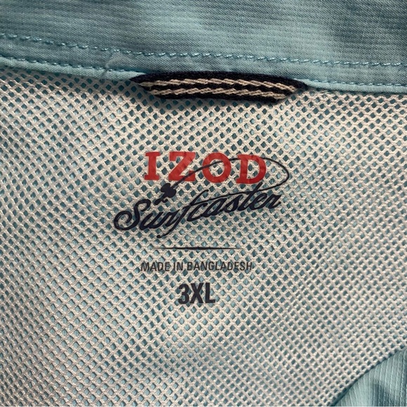 Izod Surfcaster Light Blue Breathable Short Sleeve Button U - Picture 4 of 6